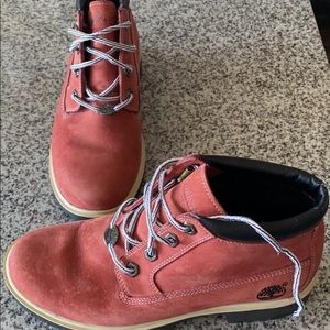 Red Timberland Boots, size 7, New and only warn a handful of times